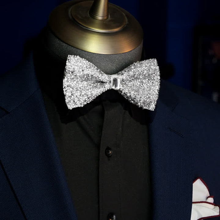 Pajarita con gemas y brillantes diamantes de imitación blancos para hombre