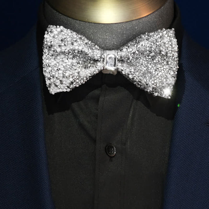 Pajarita con gemas y brillantes diamantes de imitación blancos para hombre