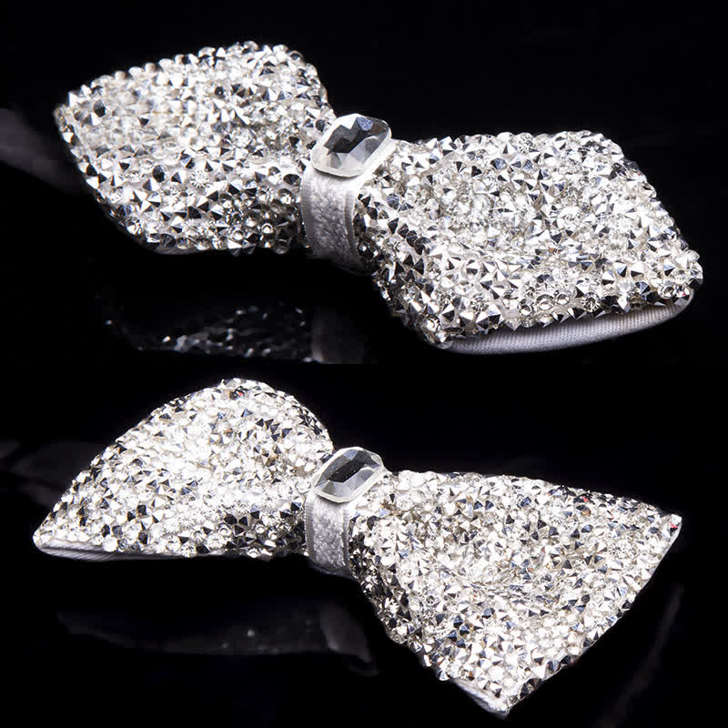 Pajarita con gemas y brillantes diamantes de imitación blancos para hombre