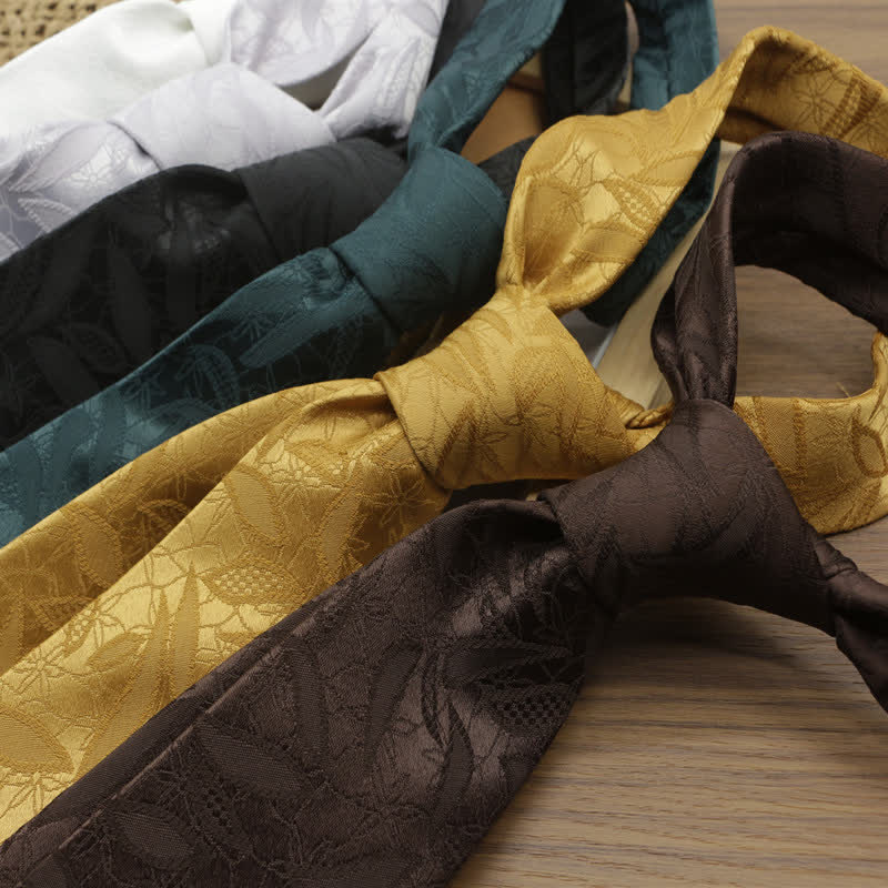 Corbata informal con estampado de hojas y jacquard floral para hombre