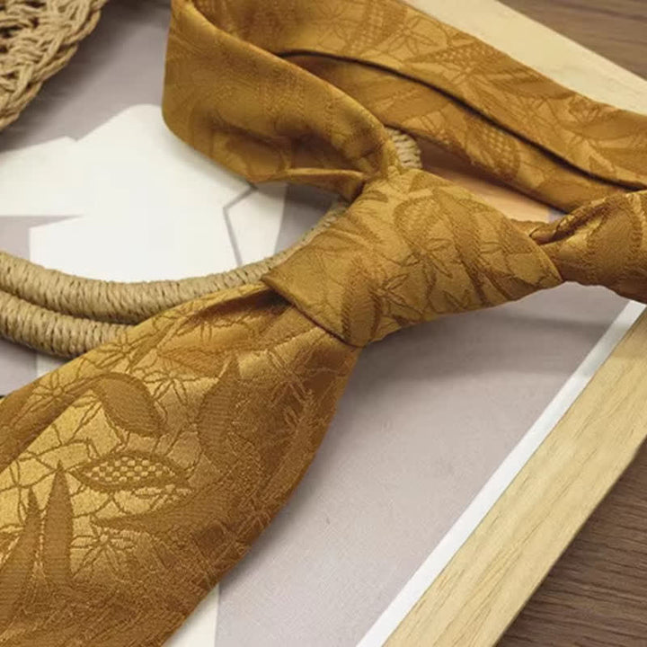 Corbata informal con estampado de hojas y jacquard floral para hombre - image 8