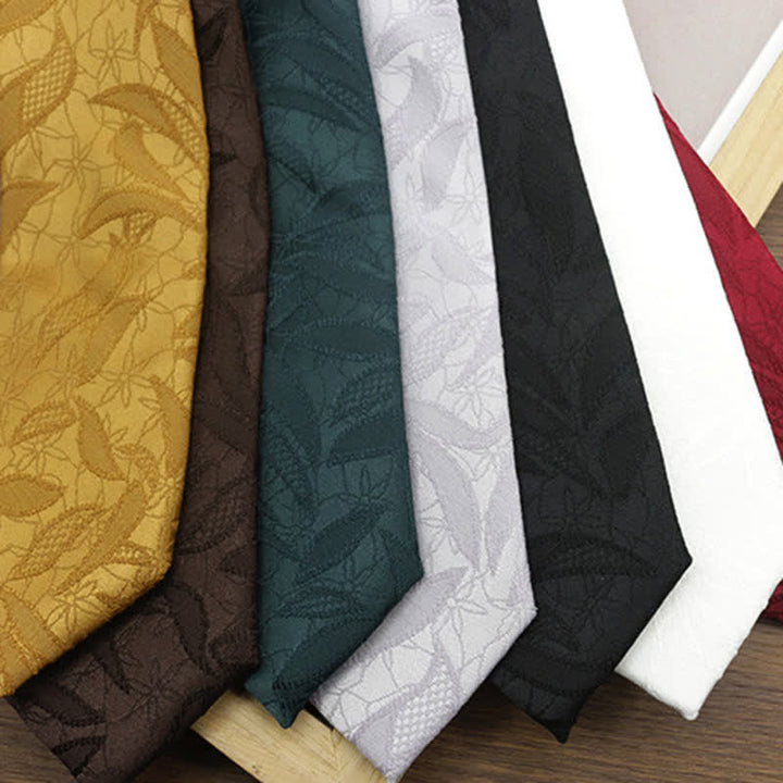 Corbata informal con estampado de hojas y jacquard floral para hombre