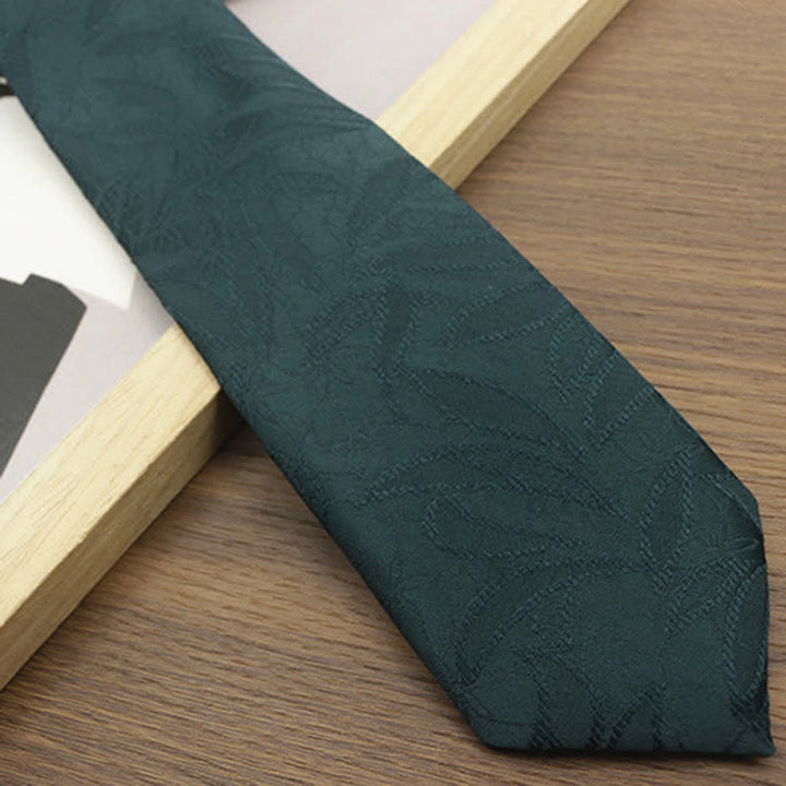 Corbata informal con estampado de hojas y jacquard floral para hombre