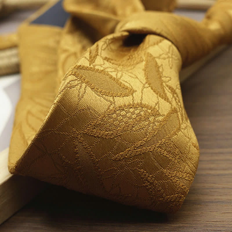 Corbata informal con estampado de hojas y jacquard floral para hombre - image 7