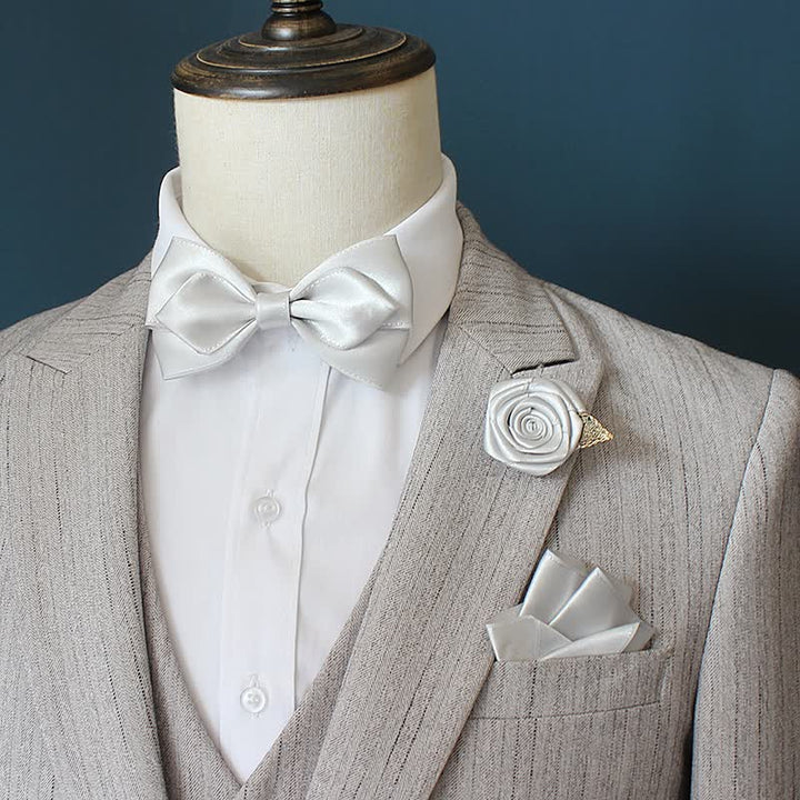 Juego de 3 pajaritas con ramilletes de rosas para novios y bodas para hombre