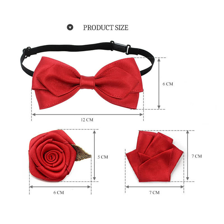 Juego de 3 pajaritas con ramilletes de rosas para novios y bodas para hombre