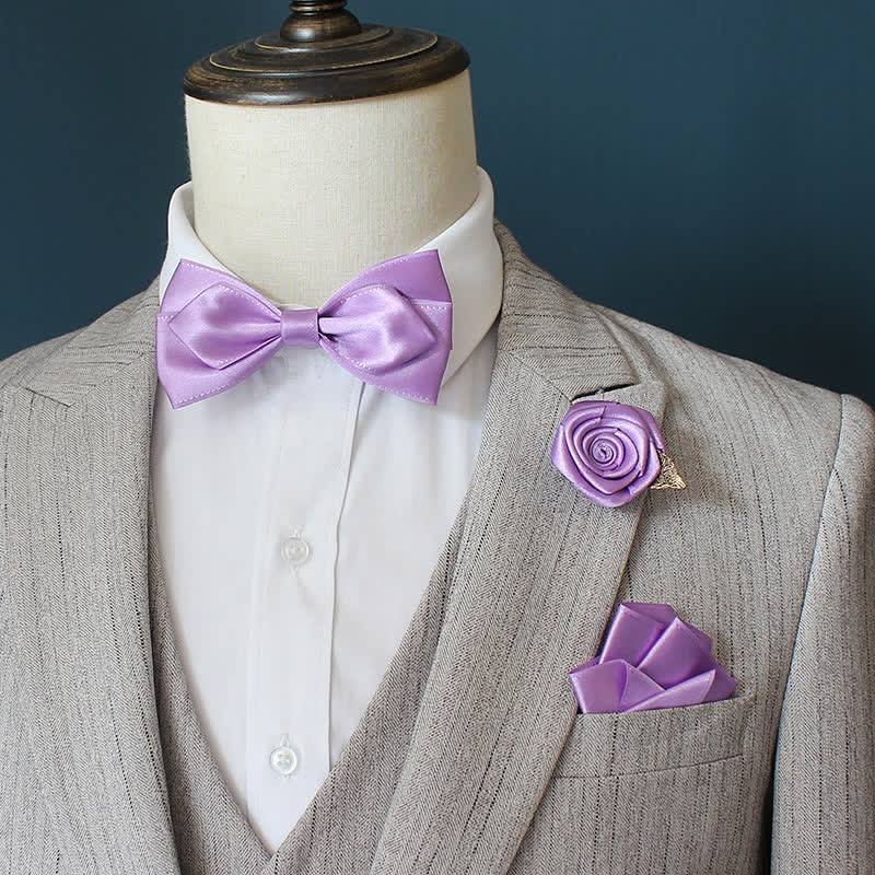 Juego de 3 pajaritas con ramilletes de rosas para novios y bodas para hombre