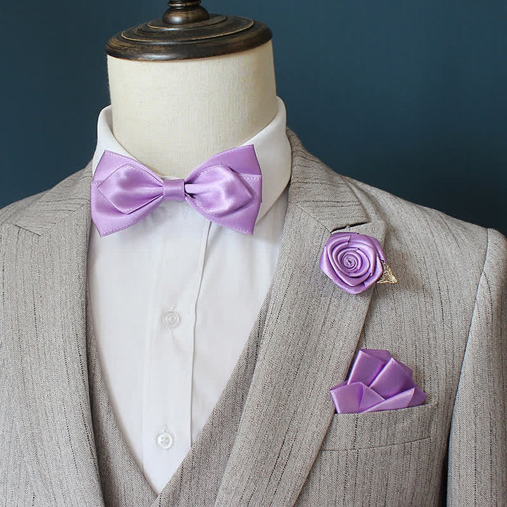 Juego de 3 pajaritas con ramilletes de rosas para novios y bodas para hombre
