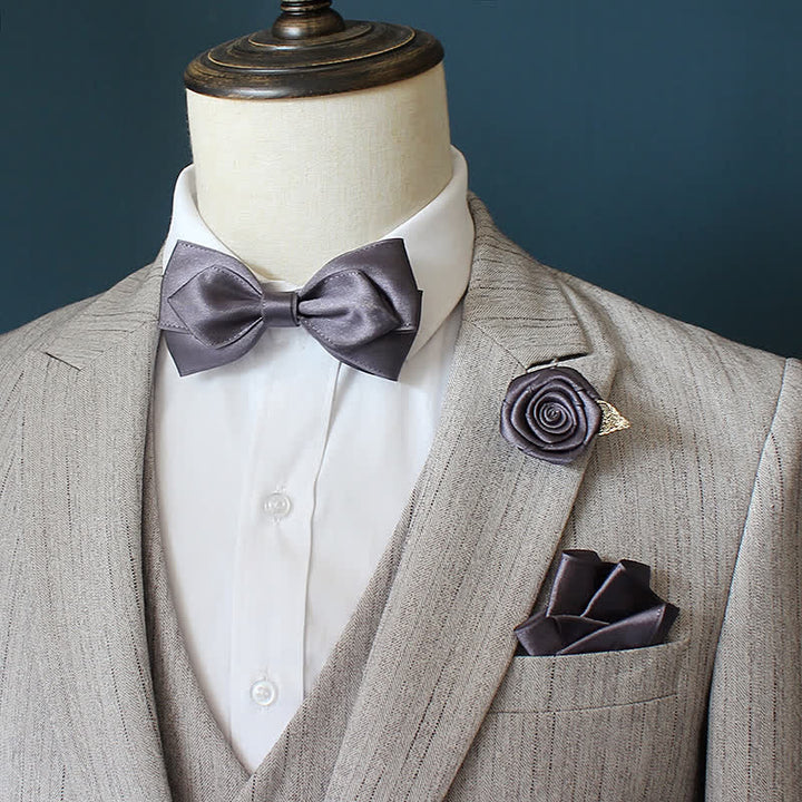 Juego de 3 pajaritas con ramilletes de rosas para novios y bodas para hombre