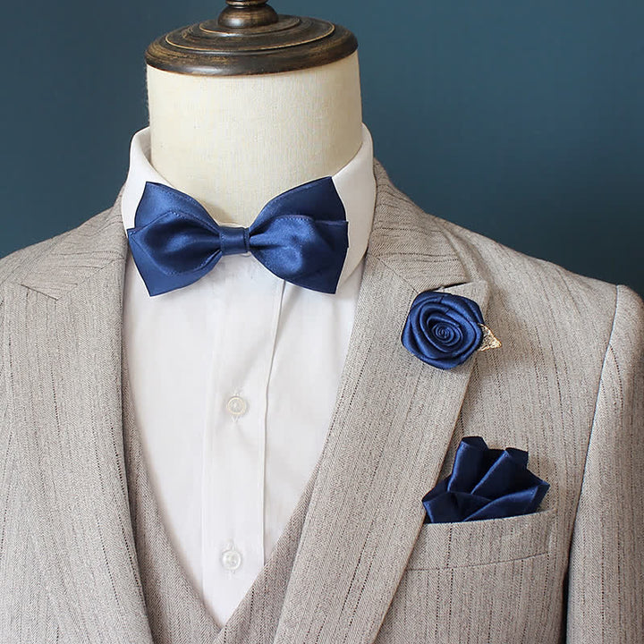 Juego de 3 pajaritas con ramilletes de rosas para novios y bodas para hombre