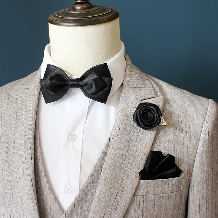 Juego de 3 pajaritas con ramilletes de rosas para novios y bodas para hombre