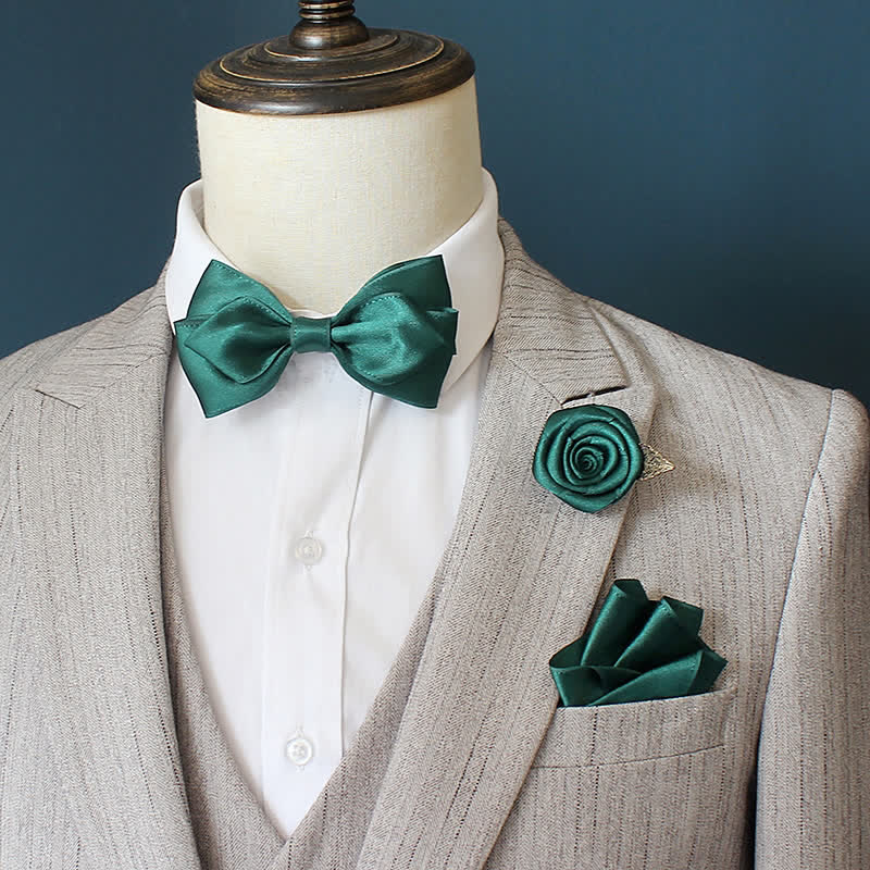 Juego de 3 pajaritas con ramilletes de rosas para novios y bodas para hombre
