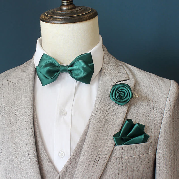 Juego de 3 pajaritas con ramilletes de rosas para novios y bodas para hombre