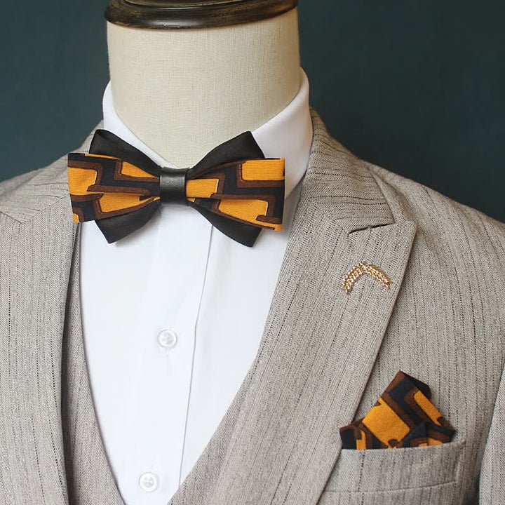 Conjunto de 3 pajaritas de doble capa con estampado exclusivo para hombre