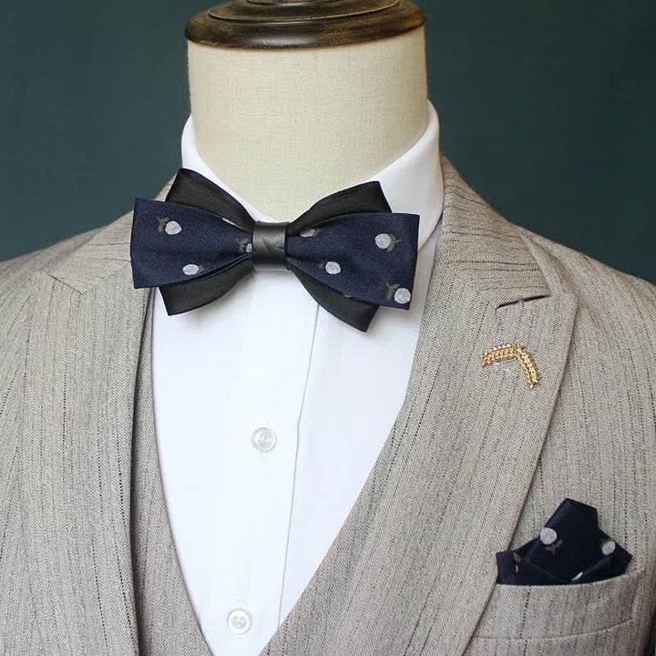 Conjunto de 3 pajaritas de doble capa con estampado exclusivo para hombre