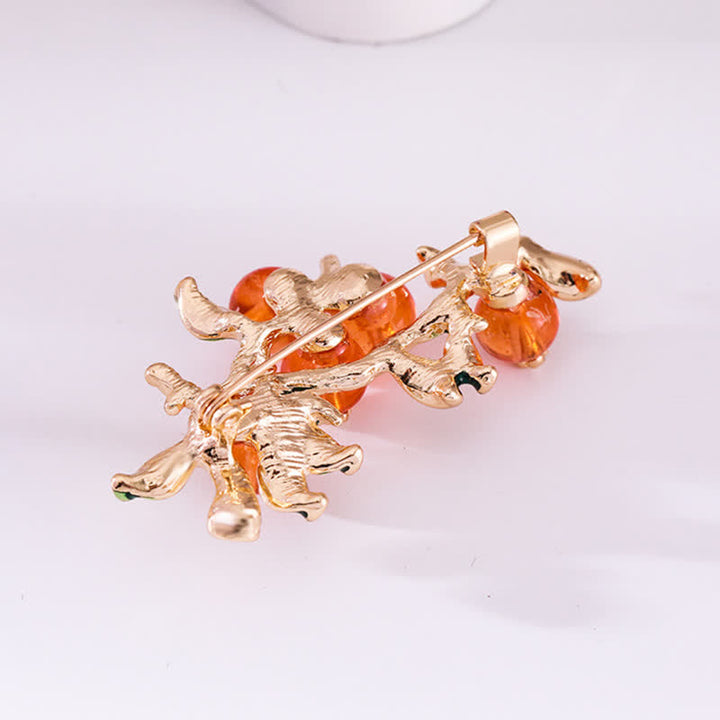 Broche de la suerte con forma de árbol de caqui para mujer