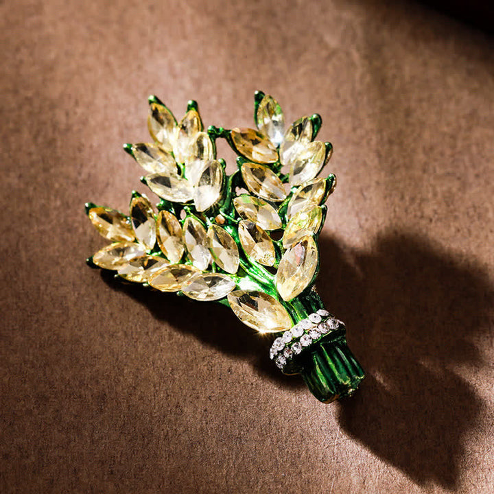 Broche de mujer con ramo de diamantes de imitación y lavanda