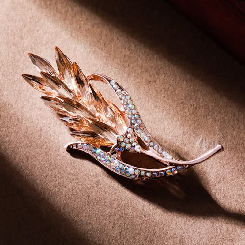 Broche de diamantes de imitación con forma de oreja de trigo dorada para mujer