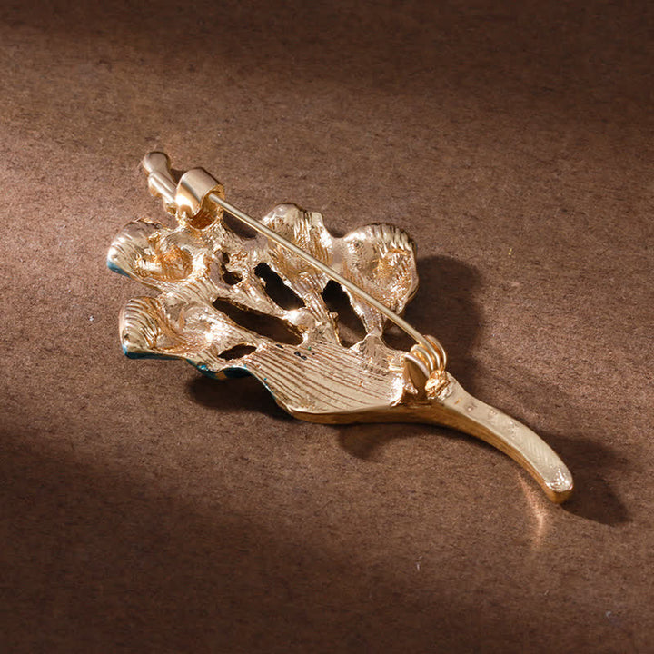 Broche elegante de tulipán dorado esmaltado para mujer