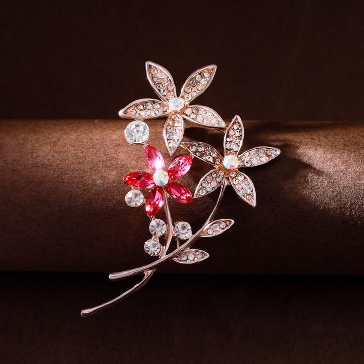 Broche de flores con brillantes diamantes de imitación para mujer