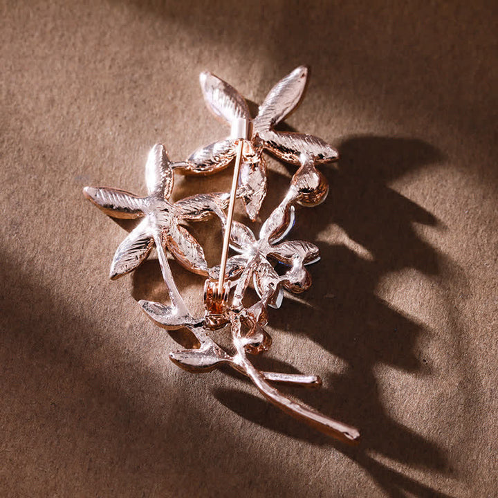 Broche de flores con brillantes diamantes de imitación para mujer
