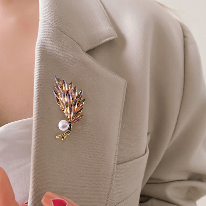 Broche de mujer con ramo de trigo dorado antiguo