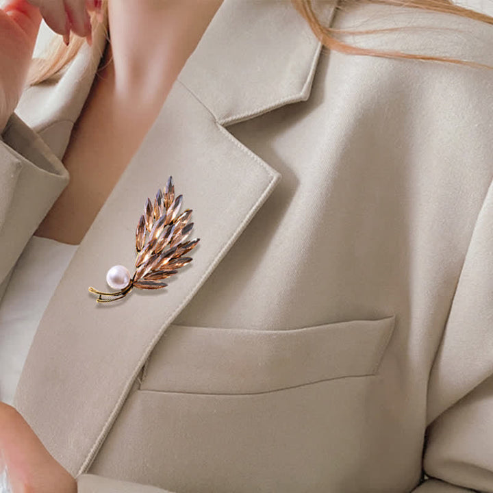 Broche de mujer con ramo de trigo dorado antiguo