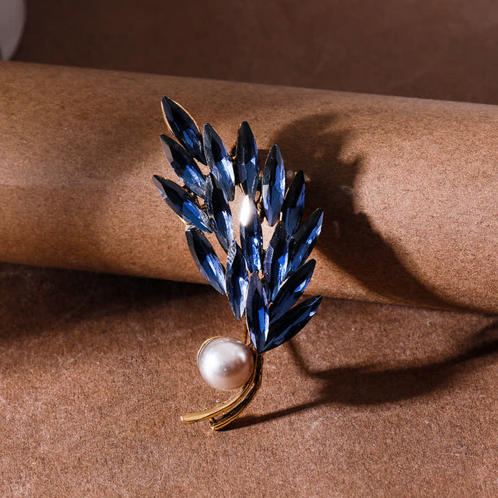 Broche de mujer con ramo de trigo dorado antiguo