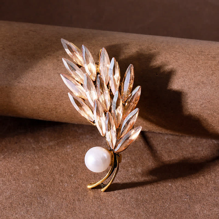 Broche de mujer con ramo de trigo dorado antiguo