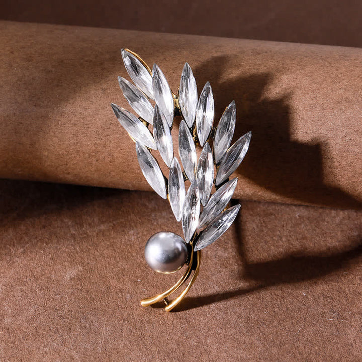 Broche de mujer con ramo de trigo dorado antiguo