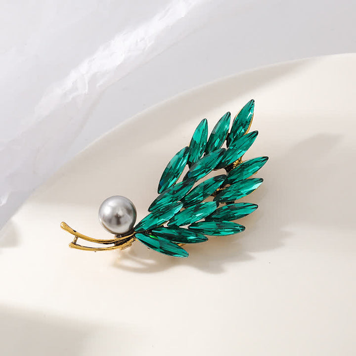 Broche de mujer con ramo de trigo dorado antiguo