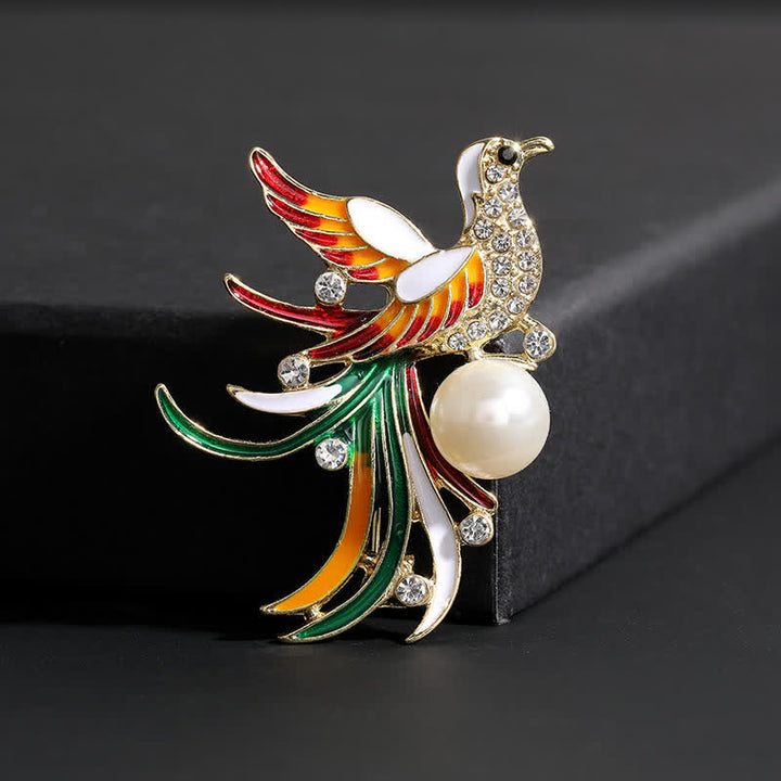 Broche de ave fénix voladora de colores para mujer