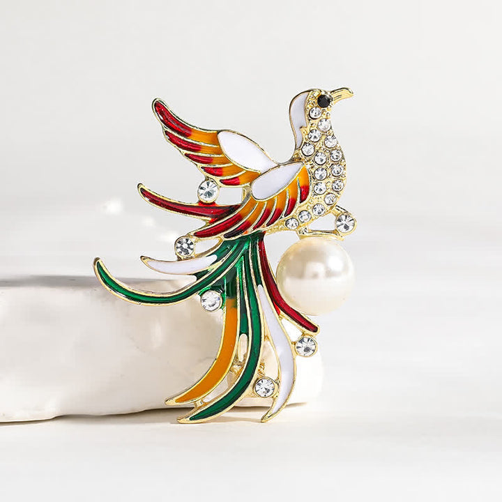 Broche de ave fénix voladora de colores para mujer