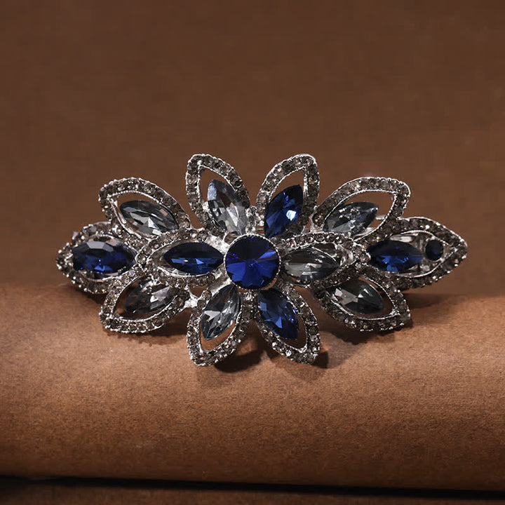 Pinza para el pelo de lujo con flores de diamantes de imitación para mujer