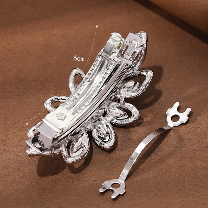 Pinza para el pelo de lujo con flores de diamantes de imitación para mujer