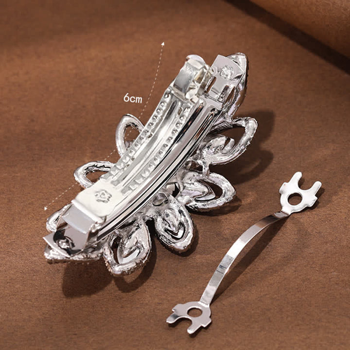 Pinza para el pelo de lujo con flores de diamantes de imitación para mujer