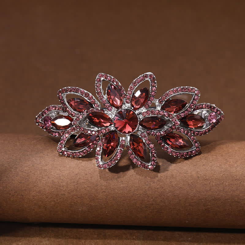 Pinza para el pelo de lujo con flores de diamantes de imitación para mujer