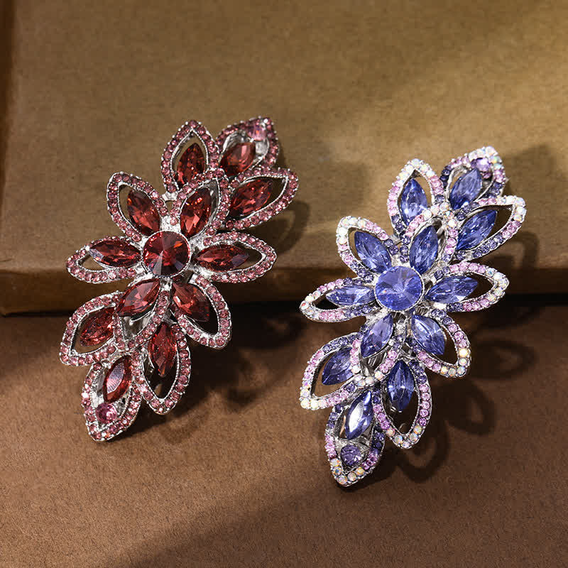 Pinza para el pelo de lujo con flores de diamantes de imitación para mujer