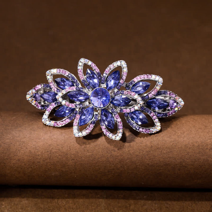 Pinza para el pelo de lujo con flores de diamantes de imitación para mujer