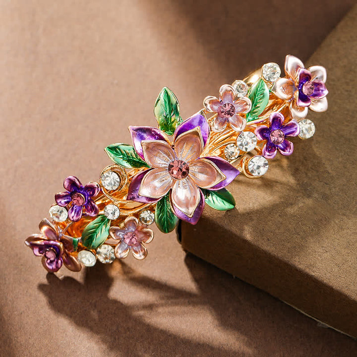 Pinza para el pelo con esmalte colorido y flores de primavera para mujer