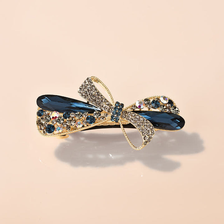 Pinza para el pelo con decoración de diamantes de imitación y lazo exclusivo para mujer