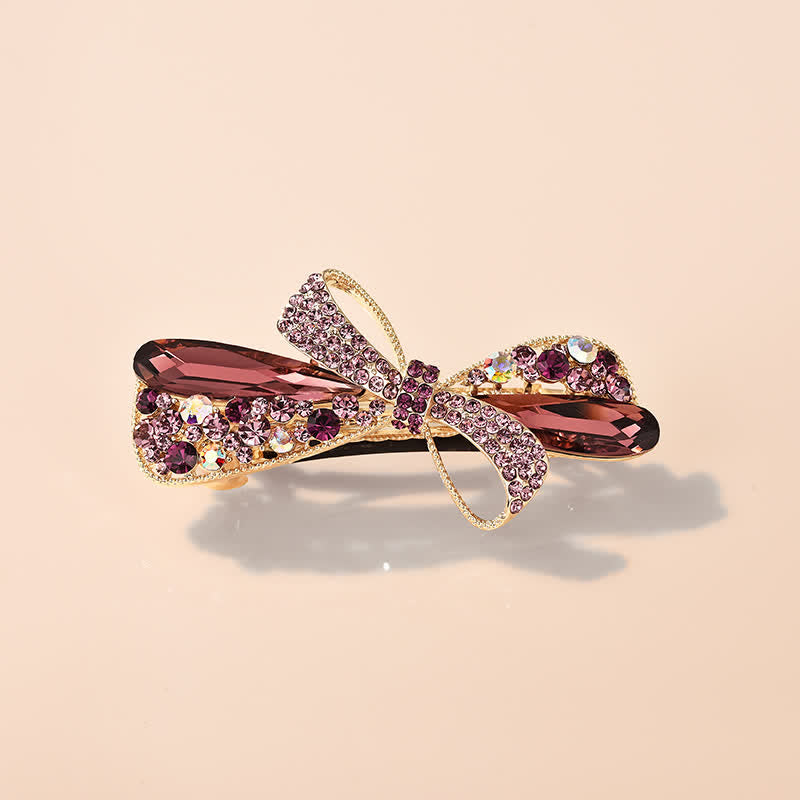 Pinza para el pelo con decoración de diamantes de imitación y lazo exclusivo para mujer