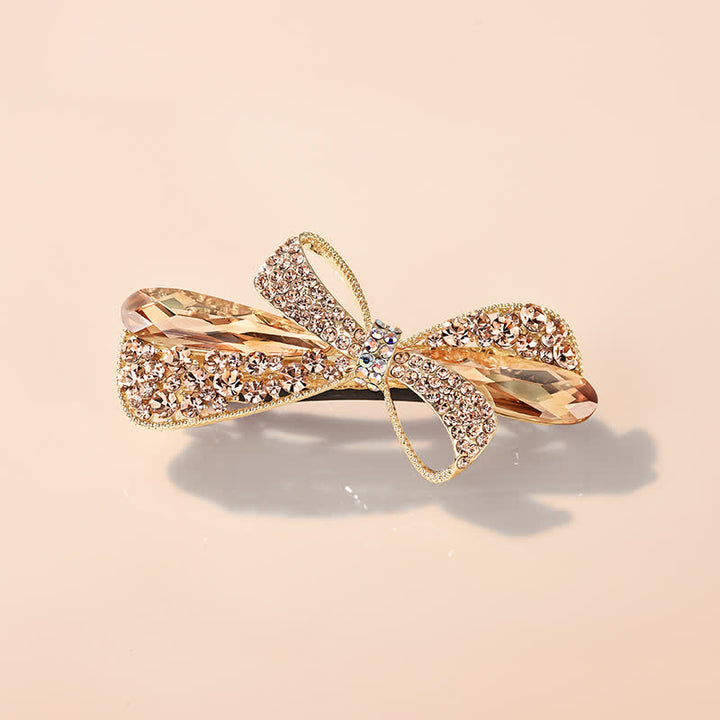 Pinza para el pelo con decoración de diamantes de imitación y lazo exclusivo para mujer