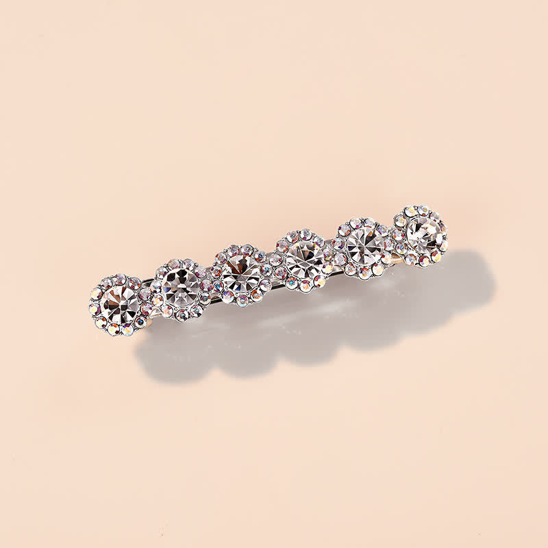 Preciosa pinza para el pelo pequeña con diseño floral y diamantes de imitación para mujer