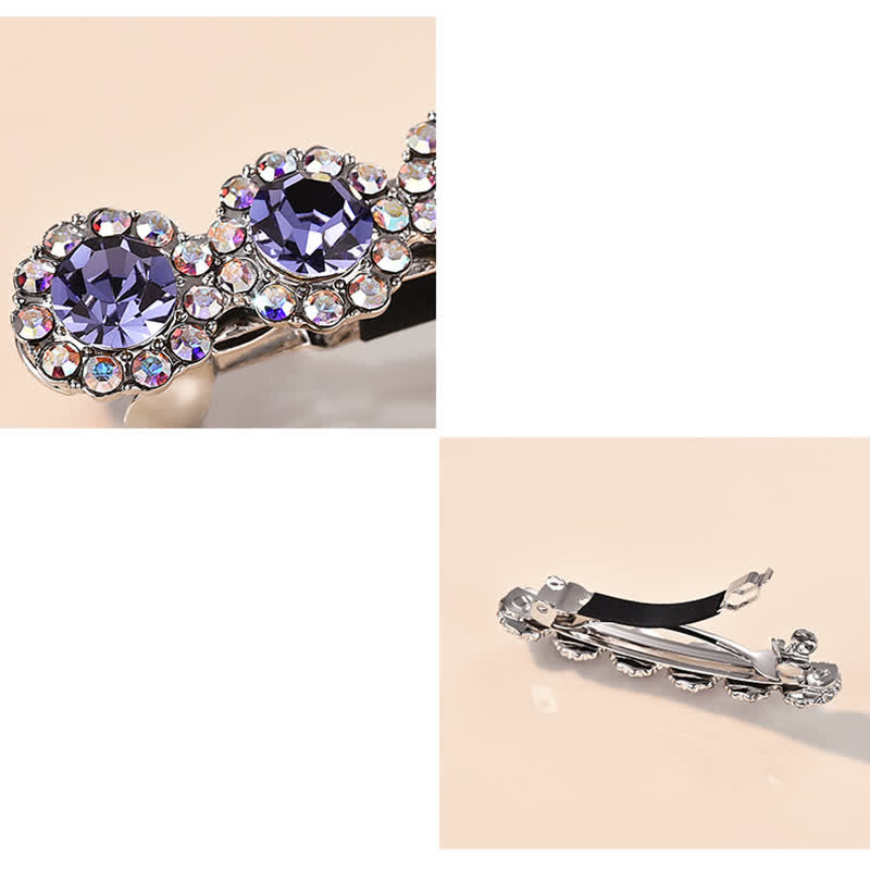Preciosa pinza para el pelo pequeña con diseño floral y diamantes de imitación para mujer