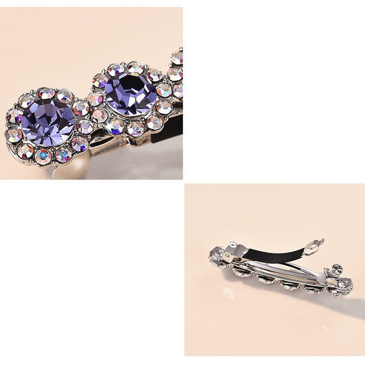 Preciosa pinza para el pelo pequeña con diseño floral y diamantes de imitación para mujer