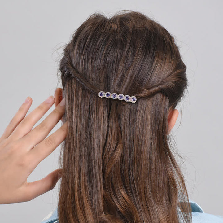 Preciosa pinza para el pelo pequeña con diseño floral y diamantes de imitación para mujer