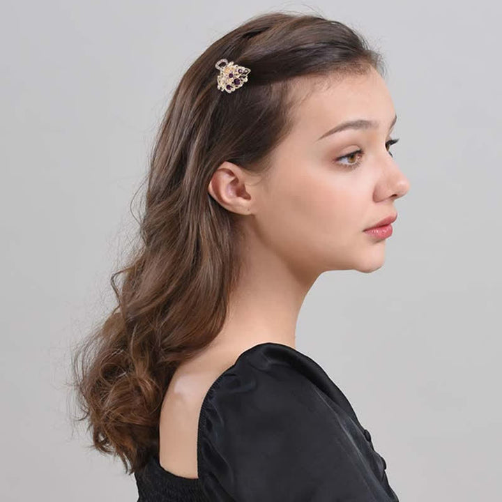Pinza para el pelo con forma de hojas brillantes en miniatura para mujer