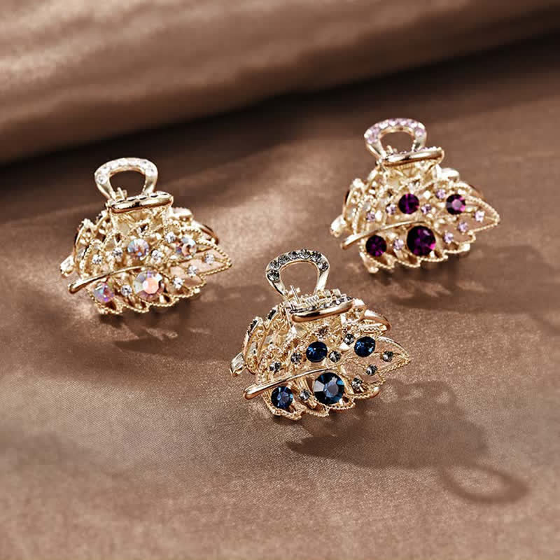 Pinza para el pelo con forma de hojas brillantes en miniatura para mujer