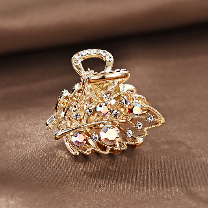 Pinza para el pelo con forma de hojas brillantes en miniatura para mujer
